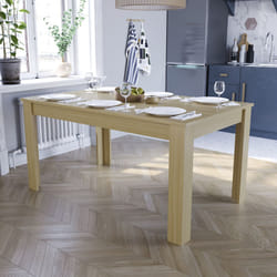 ) Medina 4 6 Seater Dining Table Oak Walnut Wood - (6 Seater Table, Oak