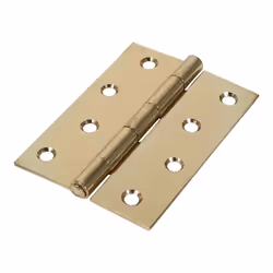 Timco Steel 1838 Pattern Fixed Pin Butt Hinge - 100 x 70 x 1.7mm (Electro Brass) (2 Pack)