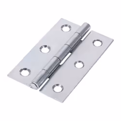 Timco Steel Narrow Pattern Uncranked Fixed Pin Butt Hinge - 75 x 48 x 1.5mm (Bright Zinc) (2 Pack)