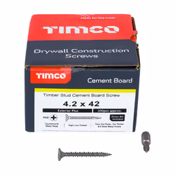 TIMCO Twin-Cut Cement Board Countersunk Exterior Silver Screws - 4.2 x 42