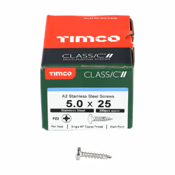 TIMCO Classic Multi-Purpose Pan Head A2 Stainless Steel Woodcrews - 5.0 x 25