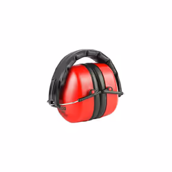 TIMCO Foldable Ear Defenders - Adjustable ear cups for comfort - 30.4dB - Padded headband - Red - One Size