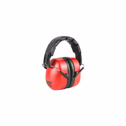 TIMCO Foldable Ear Defenders - Adjustable ear cups for comfort - 30.4dB - Padded headband - Red - One Size