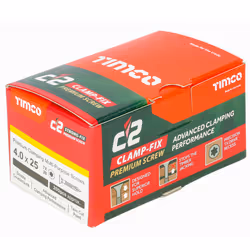 Timco C2 Clamp-Fix Multi-Purpose Premium Countersunk Gold Woodscrews - 4 x 25mm (200 Box)