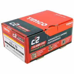Timco C2 Clamp-Fix Multi-Purpose Premium Countersunk Gold Woodscrews 4.0 x 70mm (200 Box)