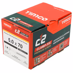 Timco C2 Clamp-Fix Multi-Purpose Premium Countersunk Gold Woodscrews - 5 x 70mm (200 Box)