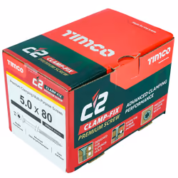 Timco C2 Clamp-Fix Multi-Purpose Premium Countersunk Gold Woodscrews - 5 x 80mm (200 Box)