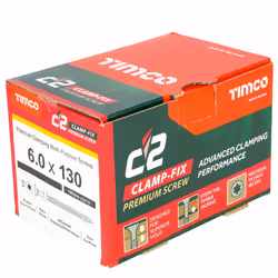 Timco C2 Clamp-Fix Multi-Purpose Premium Countersunk Gold Woodscrews 6.0 x 130mm (100 Box)