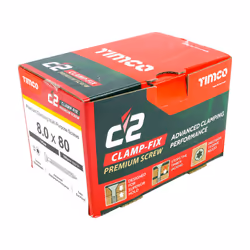 TIMCO C2 Clamp-Fix Multi-Purpose Premium Countersunk Gold Woodscrews - 8.0 x 80