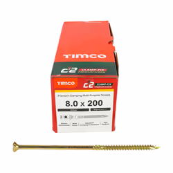 TIMCO C2 Clamp-Fix Multi-Purpose Premium Countersunk Gold Woodscrews - 8.0 x 200