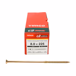 Timco C2 Clamp-Fix Multi-Purpose Premium Countersunk Gold Woodscrews - 8 x 225mm (50 Box)