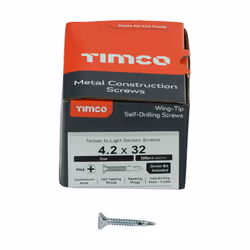 TIMCO Self-Drilling Wing-Tip Steel to Timber Light Section Silver Drill Screw - 4.2 x 32
