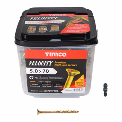 TIMCO Velocity Premium Multi-Use Countersunk Gold Woodscrews - 5.0 x 70