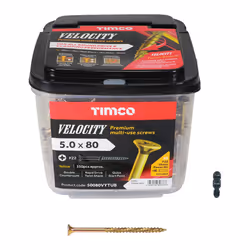 TIMCO Velocity Premium Multi-Use Countersunk Gold Woodscrews - 5.0 x 80