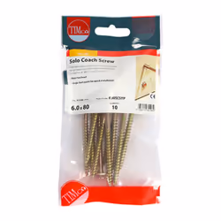 Timco Solo Advanced Hex Head Gold Coach Woodscrews - 6.0 x 80 (10 Pack)