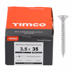 Timco Plasterboard Screws Fine Thread (Silver) - 3.5 x 35mm (1000 Pack Box)