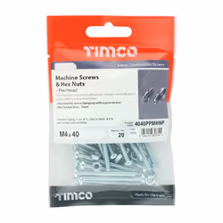 TIMCO Machine Pan Head Screws & Hex Nut Silver - M4 x 40