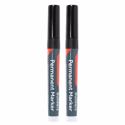 Timco Builders Permanent Markers Twin Pack Chisel & Fine Tip Black (2 Blister Pack)