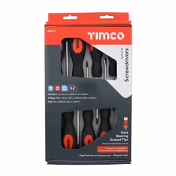 TIMCO Screwdriver Set - Assorted Sizes - 8 Screwdrivers - Ergonomic Handles for an Extra Soft Grip - Magnetic Tips to Assist. ...