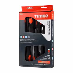 TIMCO Screwdriver Set - Assorted Sizes - 8 Screwdrivers - Ergonomic Handles for an Extra Soft Grip - Magnetic Tips to Assist...