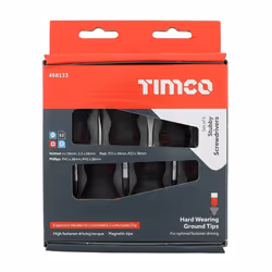 TIMCO Stubby Screwdriver Set - Assorted Sizes - 6 Screwdrivers - Ergonomic Handles for an Extra Soft Grip - Magnetic Tips to. ...