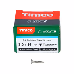 TIMCO Classic Multi-Purpose Countersunk A4 Stainless Steel Woodcrews - 3.0 x 16