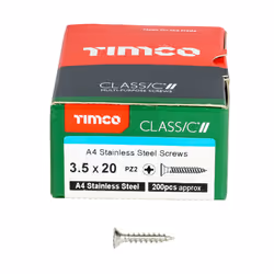 TIMCO Classic Multi-Purpose Countersunk A4 Stainless Steel Woodcrews - 3.5 x 20