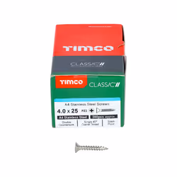 TIMCO Classic Multi-Purpose Countersunk A4 Stainless Steel Woodcrews - 4.0 x 25