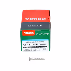 TIMCO Classic Multi-Purpose Countersunk A4 Stainless Steel Woodcrews - 4.0 x 30