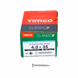 TIMCO Classic Multi-Purpose Countersunk A4 Stainless Steel Woodcrews - 4.0 x 35