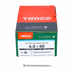 TIMCO Classic Multi-Purpose Countersunk A4 Stainless Steel Woodcrews - 4.0 x 60