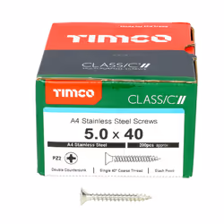 TIMCO Classic Multi-Purpose Countersunk A4 Stainless Steel Woodcrews - 5.0 x 40