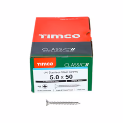TIMCO Classic Multi-Purpose Countersunk A4 Stainless Steel Woodcrews - 5.0 x 50