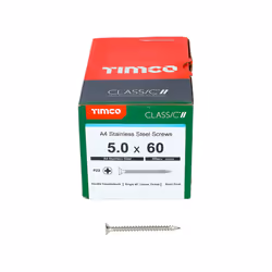 TIMCO Classic Multi-Purpose Countersunk A4 Stainless Steel Woodcrews - 5.0 x 60