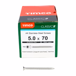 TIMCO Classic Multi-Purpose Countersunk A4 Stainless Steel Woodcrews - 5.0 x 70