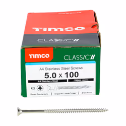 TIMCO Classic Multi-Purpose Countersunk A4 Stainless Steel Woodcrews - 5.0 x 100