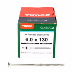 TIMCO Classic Multi-Purpose Countersunk A4 Stainless Steel Woodcrews - 6.0 x 130