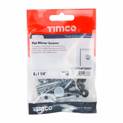 TIMCO Mirror Screws Flat Head Chrome - 8 x 1 1/4