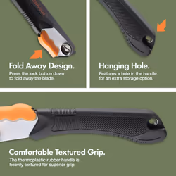 Pruning Saw â Folding Hand Saw with 3 Blades, Safety Lock, Storage Pouch, Textured Handle â Portable, Handheld & Lightweight for Tree Pruning,