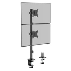 Vertical Double Monitor Stand for 13-32" Screens, Twin Monitor Mount with Clamp, Height Adjustable, Easy Assemble Stand with Full Tilt, Rotation &