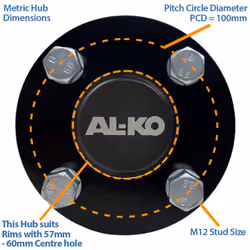 Hub & Stub Axle ATV Quad Trailer High-Speed 4 Stud 100mm PCD 35mm x 35mm 375kgs