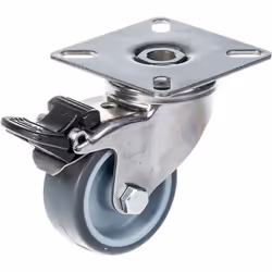 50mm 2" stainless steel castor grey rubber, swivel with brake, 40kg