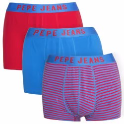 Pepe Jeans Men'S Designer Casual Boxers Trunks Shorts 3 Pack Cotton New 'Irving' - Rugby Red, XL