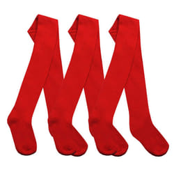 I2I Girls 3 6 Pairs Multibuy Cotton Rich Plain Tights Back To School Sizes 2 Up To 13 Years - Red - 3 Pairs, 2-3 Years