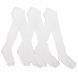 I2I Girls 3 6 Pairs Multibuy Cotton Rich Plain Tights Back To School Sizes 2 Up To 13 Years - White - 3 Pairs, 11-12 Years