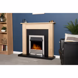 Adam Southwold Fireplace in Oak & Black with Eclipse Electric Fire in Chrome, 43 Inch