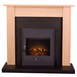 Adam Southwold Fireplace Suite in Oak and Black with Oslo Electric Fir