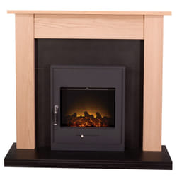 Adam Southwold Fireplace Suite in Oak and Black with Oslo Electric Fir