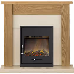 Adam Southwold Fireplace Suite in Oak with Oslo Electric Fire in Black