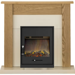 Adam Southwold Fireplace Suite in Oak with Oslo Electric Fire in Black